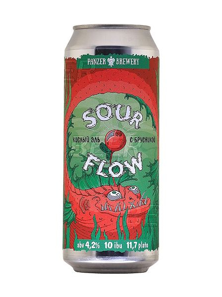 Пивной напиток "Панзер. Кислое течение брусники" н/пастер. н/фильтр. н/осветл. 0,45л Ж/Б