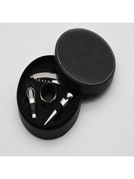 Набор подарочный для вина в круглой коробке из кожзам SW-WS01