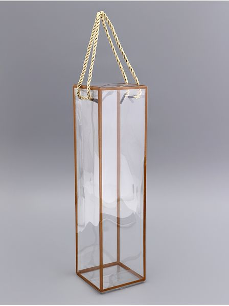 Коробка из РЕТ с ручками золотая 9*9*34 см арт. 10745941