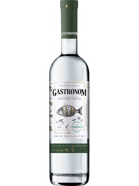 Водка особая "ГАСТРОНОМ, КУПАЖ №4 К РЫБНЫМ БЛЮДАМ" 37,5%, 0,5л