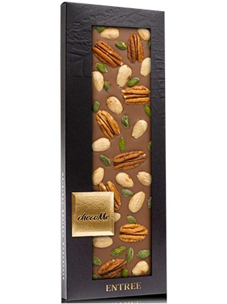 Шоколад "Entrée" M104 молочный, фисташки Бронте, орех Пекан, миндаль из Сицилии 110г