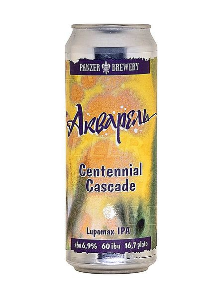 Пиво "Панзер. Акварель Сентенниал/Каскад" светлое н/пастер. н/фильтр. н/осветл. 0,45л