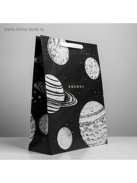Пакет подарочный крафтовый вертикальный "Космос" L 31х40х11,5см, арт. 4795388