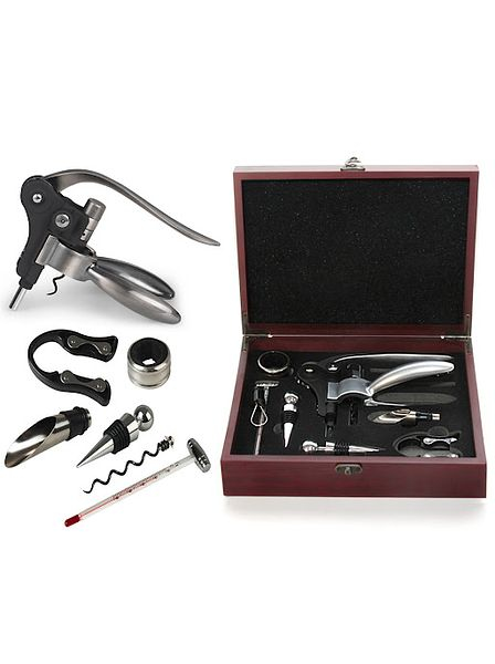 Набор подарочный для вина в красной деревянной коробке SW-WS03